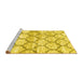 Sideview of Machine Washable Trellis Yellow Modern Rug, wshcon3027yw