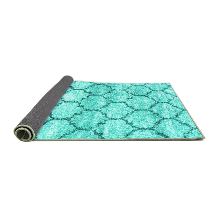Sideview of Trellis Turquoise Modern Rug, con3027turq