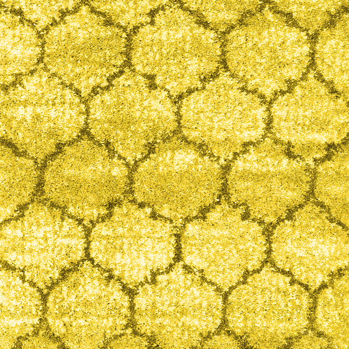 Machine Washable Trellis Yellow Modern Rug, wshcon3027yw