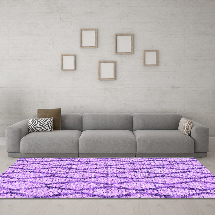 Machine Washable Trellis Purple Modern Area Rugs in a Living Room, wshcon3028pur