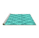 Sideview of Machine Washable Trellis Turquoise Modern Area Rugs, wshcon3028turq