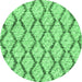 Round Machine Washable Trellis Emerald Green Modern Area Rugs, wshcon3028emgrn