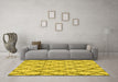 Machine Washable Trellis Yellow Modern Rug in a Living Room, wshcon3028yw