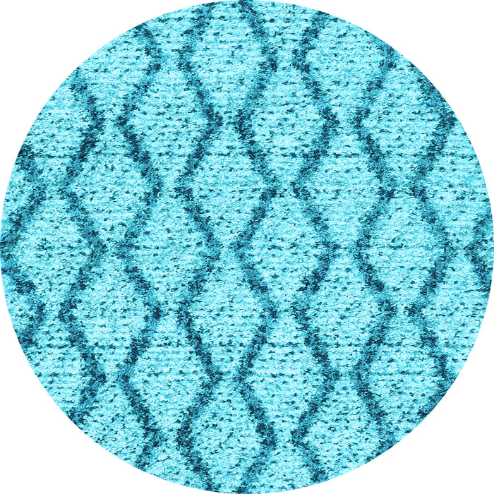 Round Machine Washable Trellis Light Blue Modern Rug, wshcon3028lblu
