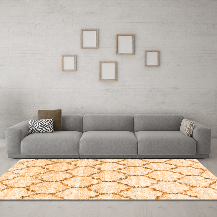 Machine Washable Terrilis Orange Contemporary Area Rugs in a Living Room, wshcon3029org