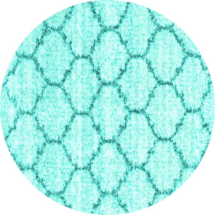 Round Machine Washable Terrilis Turquoise Contemporary Area Rugs, wshcon3029turq