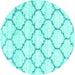 Round Machine Washable Terrilis Turquoise Contemporary Area Rugs, wshcon3029turq