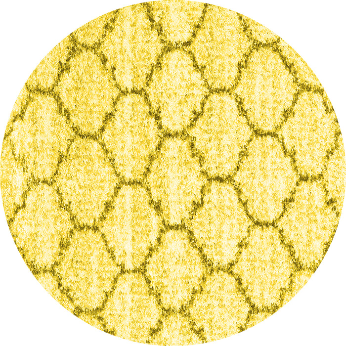 Round Machine Washable Terrilis Yellow Contemporary Rug, wshcon3029yw
