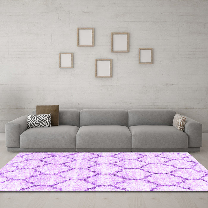 Machine Washable Terrilis Purple Contemporary Area Rugs in a Living Room, wshcon3029pur