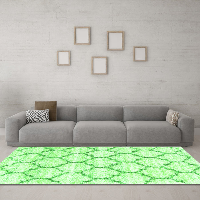 Machine Washable Terrilis Green Contemporary Area Rugs in a Living Room,, wshcon3029grn