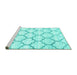 Sideview of Machine Washable Terrilis Turquoise Contemporary Area Rugs, wshcon3029turq