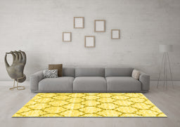 Machine Washable Terrilis Yellow Contemporary Rug in a Living Room, wshcon3029yw