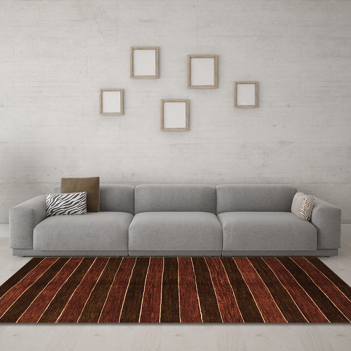 Machine Washable Abstract Orange Contemporary Area Rugs in a Living Room, wshcon302org