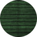 Round Machine Washable Abstract Emerald Green Contemporary Area Rugs, wshcon302emgrn