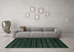 Machine Washable Abstract Turquoise Contemporary Area Rugs in a Living Room,, wshcon302turq