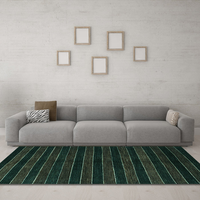 Machine Washable Abstract Turquoise Contemporary Area Rugs in a Living Room,, wshcon302turq