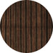 Round Abstract Brown Contemporary Rug, con302brn