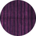 Round Machine Washable Abstract Purple Contemporary Area Rugs, wshcon302pur