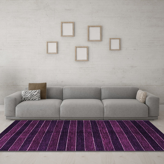 Machine Washable Abstract Purple Contemporary Area Rugs in a Living Room, wshcon302pur