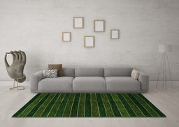 Machine Washable Abstract Green Contemporary Area Rugs in a Living Room,, wshcon302grn