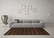 Machine Washable Abstract Brown Contemporary Rug in a Living Room,, wshcon302brn