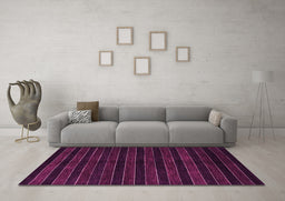 Machine Washable Abstract Pink Contemporary Rug in a Living Room, wshcon302pnk