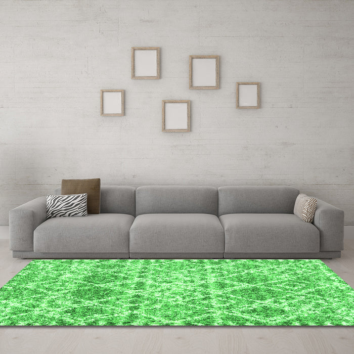 Machine Washable Trellis Green Modern Area Rugs in a Living Room,, wshcon3030grn
