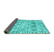 Sideview of Trellis Turquoise Modern Rug, con3030turq