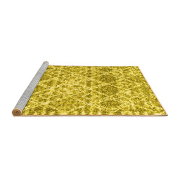 Sideview of Machine Washable Trellis Yellow Modern Rug, wshcon3030yw