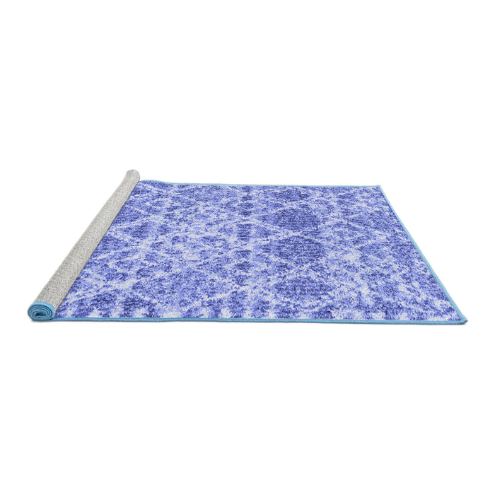 Sideview of Machine Washable Trellis Blue Modern Rug, wshcon3030blu