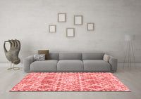 Machine Washable Trellis Red Modern Rug, wshcon3030red