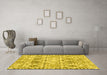 Machine Washable Trellis Yellow Modern Rug in a Living Room, wshcon3030yw