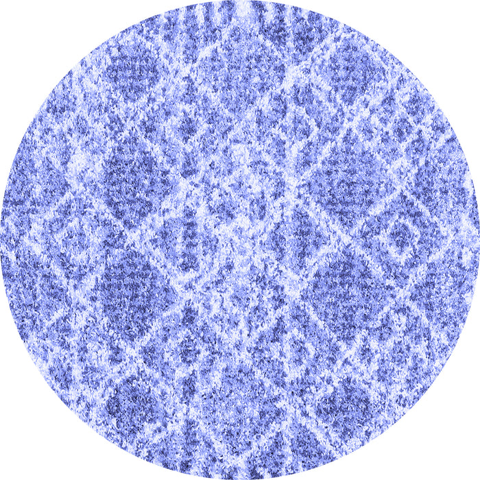 Round Machine Washable Trellis Blue Modern Rug, wshcon3030blu