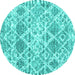 Round Trellis Turquoise Modern Rug, con3030turq