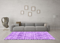 Machine Washable Trellis Purple Modern Area Rugs in a Living Room, wshcon3030pur