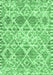 Machine Washable Trellis Emerald Green Modern Area Rugs, wshcon3030emgrn