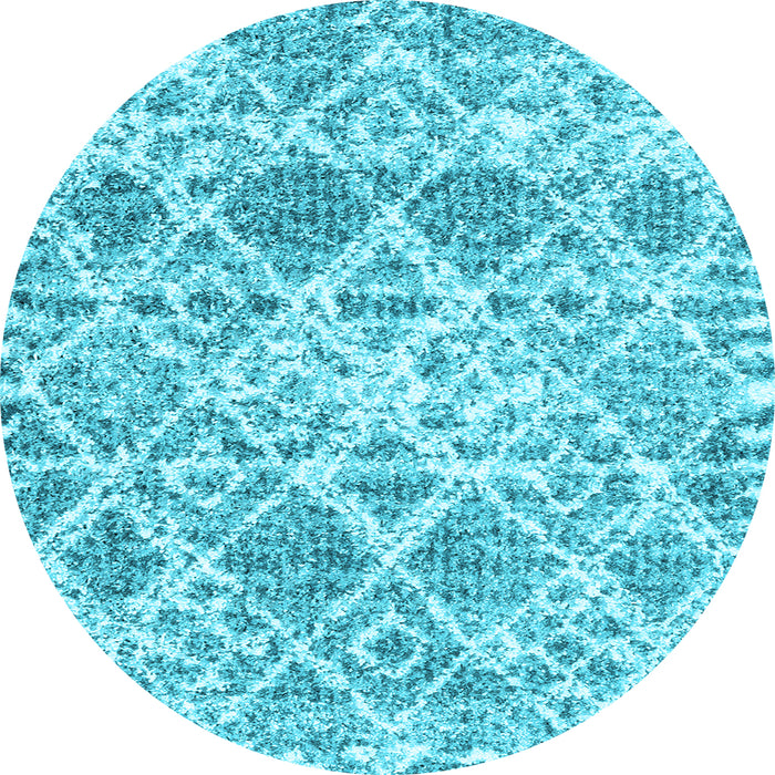 Round Machine Washable Trellis Light Blue Modern Rug, wshcon3030lblu