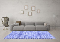 Machine Washable Trellis Blue Modern Rug, wshcon3030blu