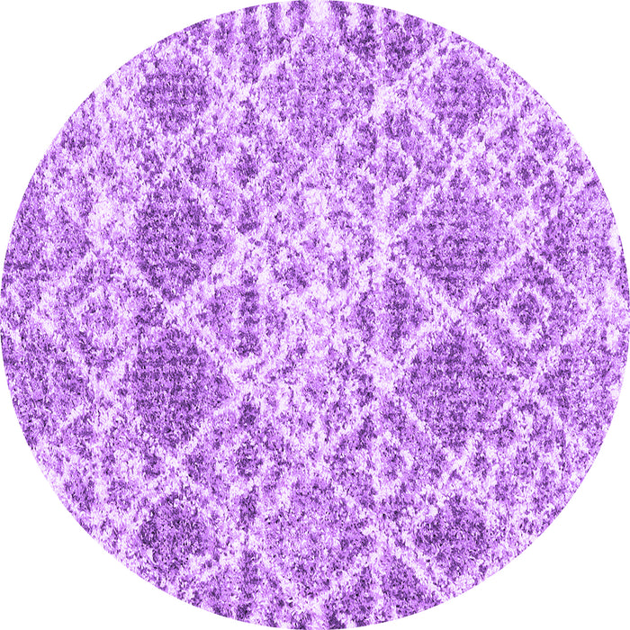 Round Machine Washable Trellis Purple Modern Area Rugs, wshcon3030pur