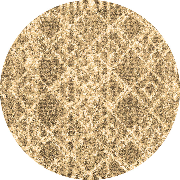 Round Machine Washable Trellis Brown Modern Rug, wshcon3030brn