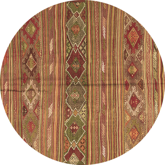 Round Machine Washable Oriental Brown Traditional Rug, wshcon3031brn
