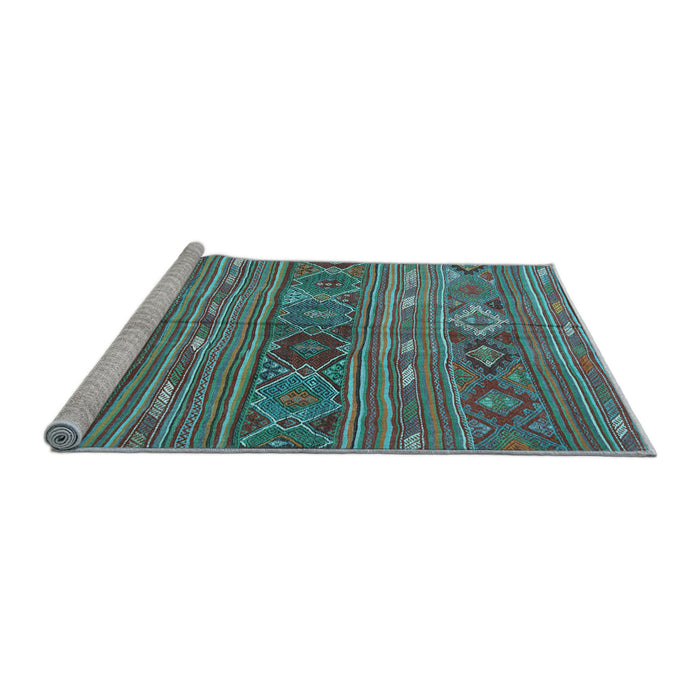 Sideview of Machine Washable Oriental Light Blue Traditional Rug, wshcon3031lblu