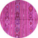 Round Machine Washable Oriental Pink Traditional Rug, wshcon3031pnk