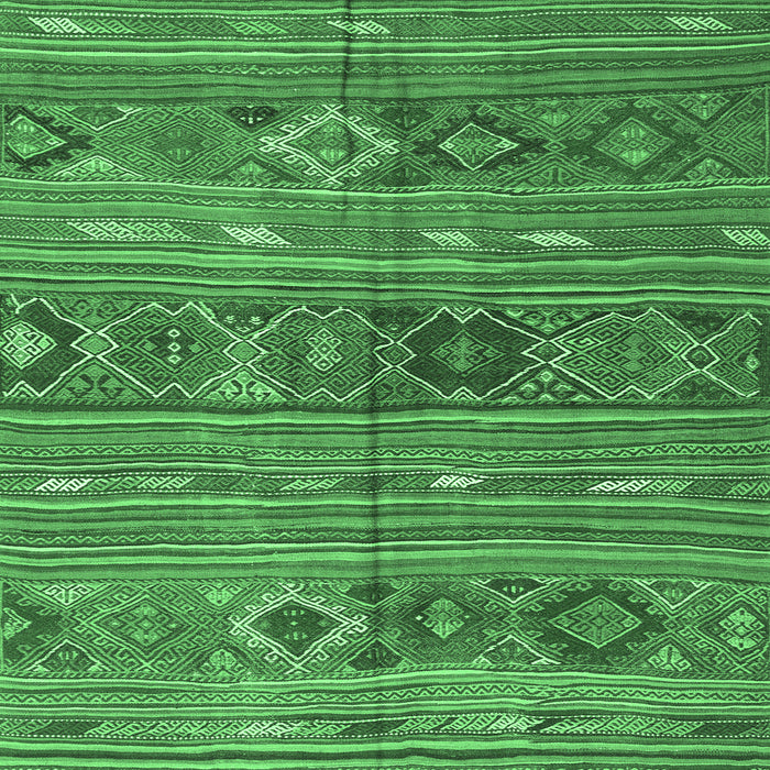 Square Machine Washable Oriental Emerald Green Traditional Area Rugs, wshcon3031emgrn