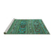 Sideview of Machine Washable Oriental Turquoise Traditional Area Rugs, wshcon3031turq