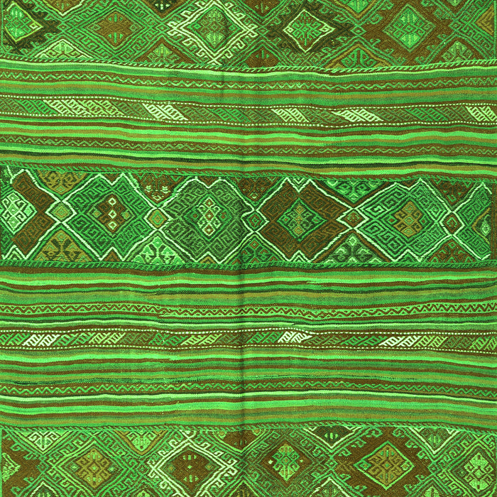 Serging Thickness of Machine Washable Oriental Green Traditional Area Rugs, wshcon3031grn