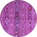 Round Machine Washable Oriental Purple Traditional Area Rugs, wshcon3031pur