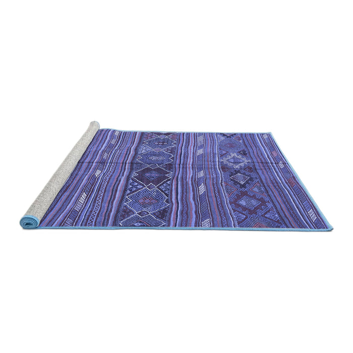 Sideview of Machine Washable Oriental Blue Traditional Rug, wshcon3031blu