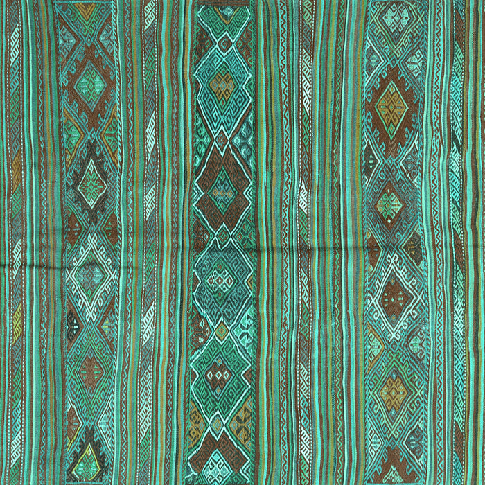 Square Machine Washable Oriental Turquoise Traditional Area Rugs, wshcon3031turq
