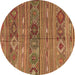 Round Oriental Brown Traditional Rug, con3031brn